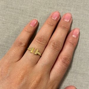 14K solid gold T ring